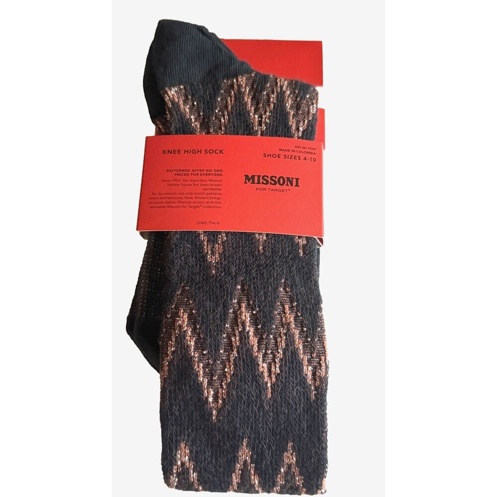 Missoni For Target Ladies Knee Socks Brown Gold Chevron Shoe Size 4-10 New Women